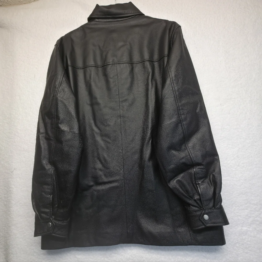 St. John's Bay Heavy Black Leather Jacket for Men Size Large